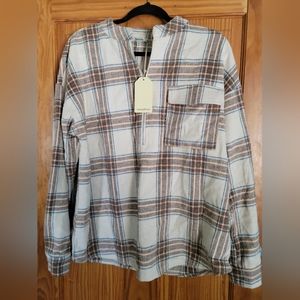 Plaid 3/4 Zip Shacket Top